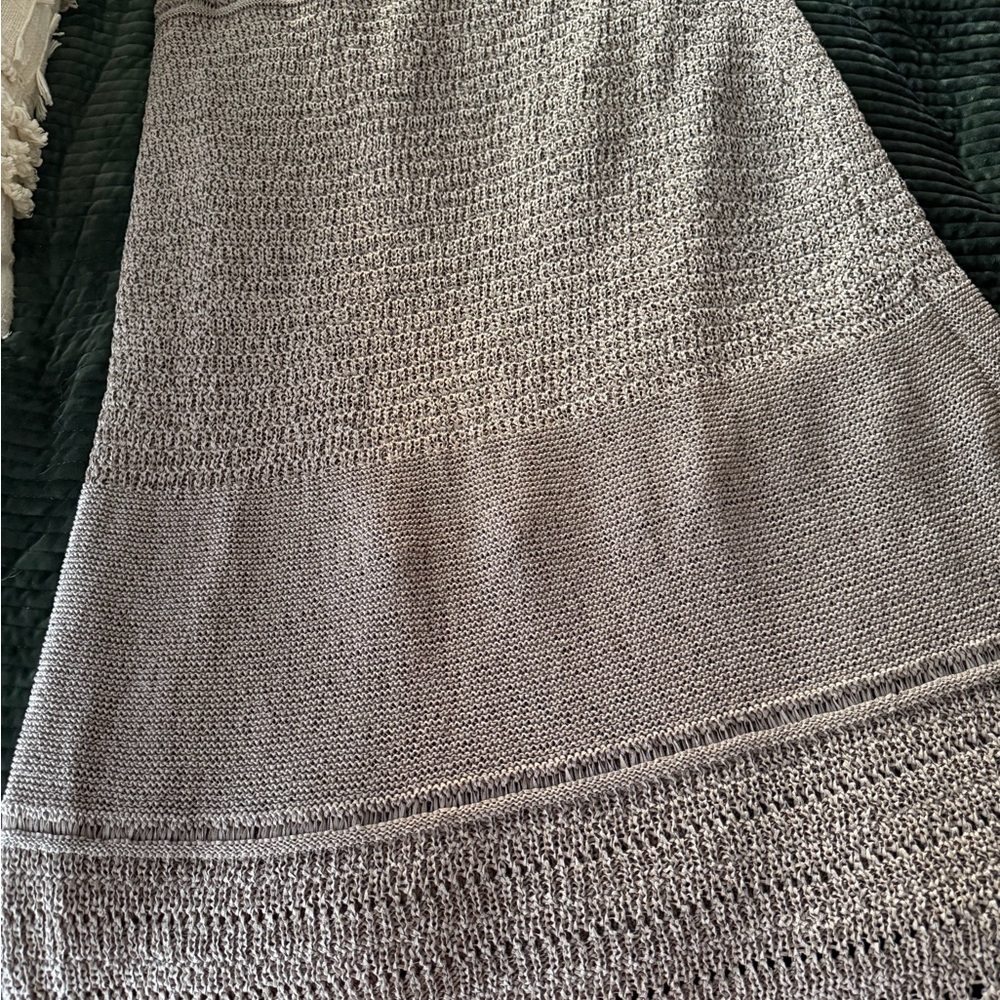 Chico's Khaki Knit Skirt-Vacation-Resort Wear-Lined-Beach Skirt Bohemian